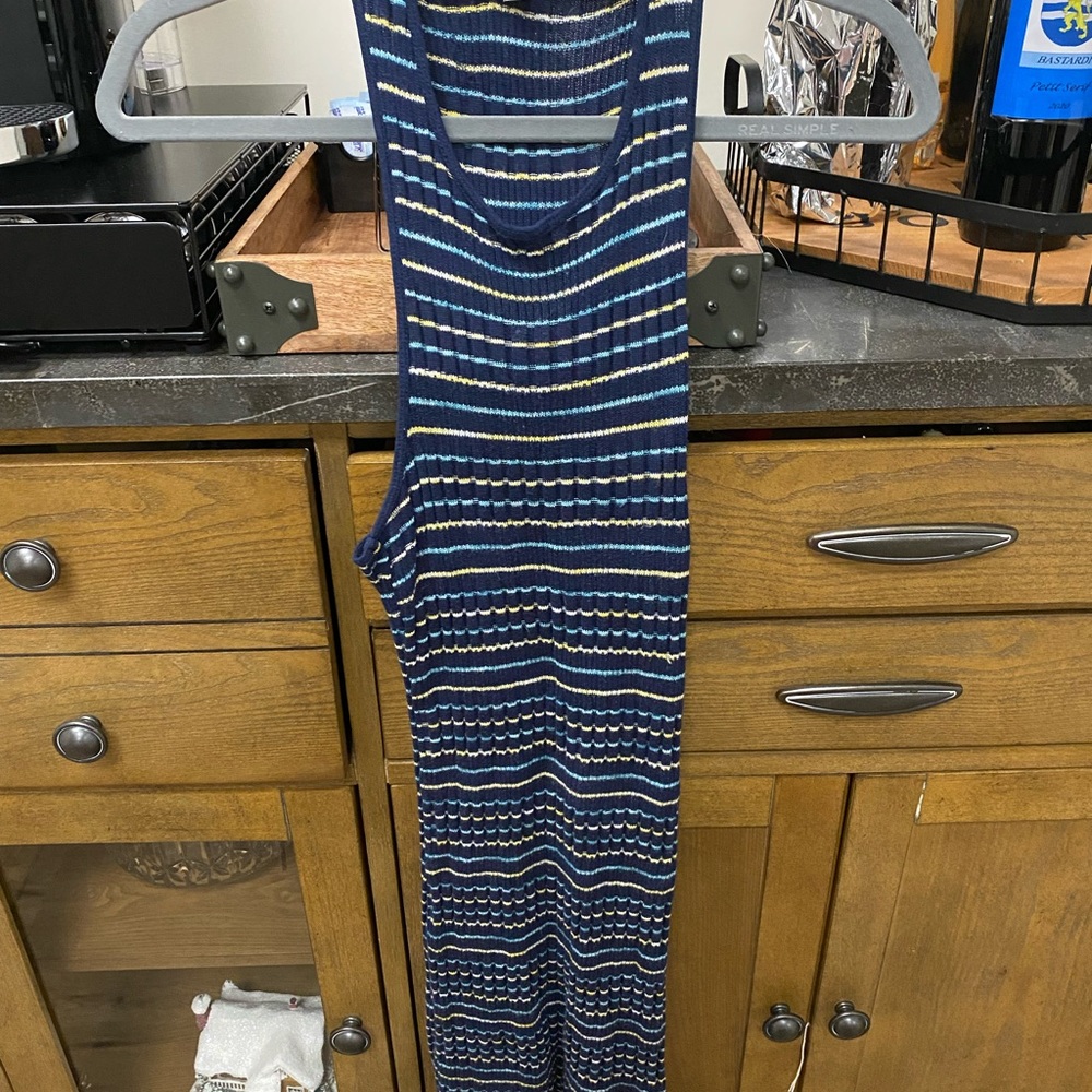 Splendid Navy Blue Ribbed Striped Maxi Dress - Picture 2 of 5
